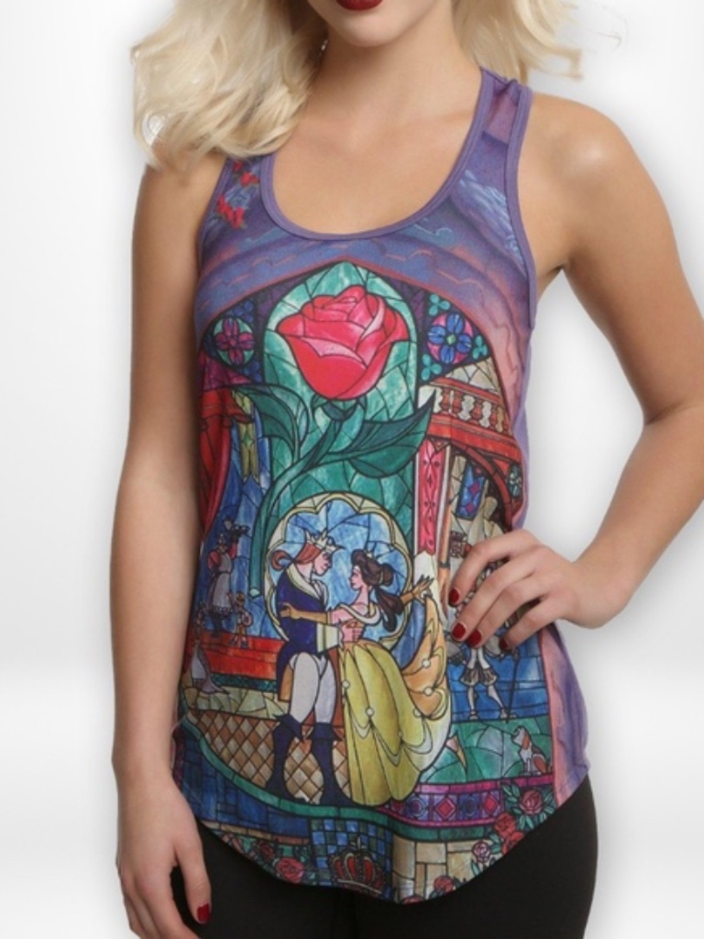 Disney's ~Beauty and the Beast~ Stained Glass Design Hot Topic T-back Tank Top M